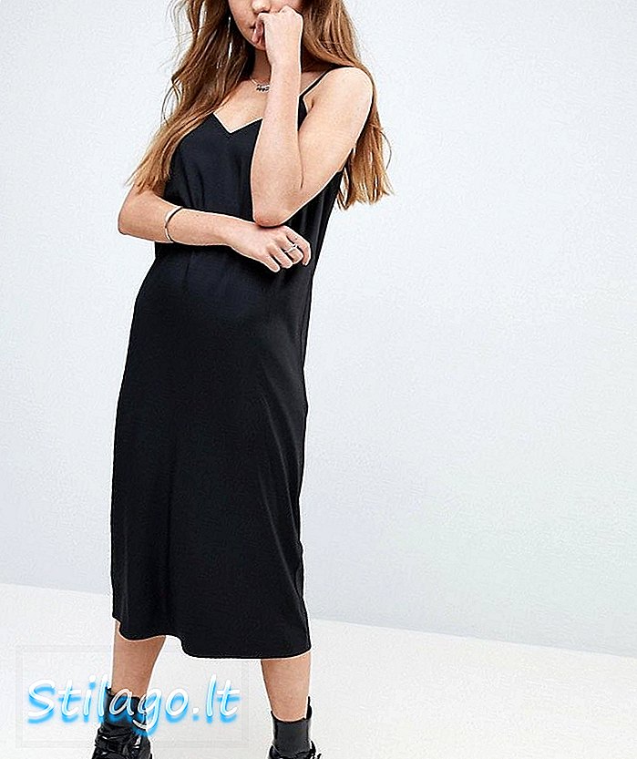 ASOS DESIGN Midi Cami Slip Φόρεμα-Μαύρο