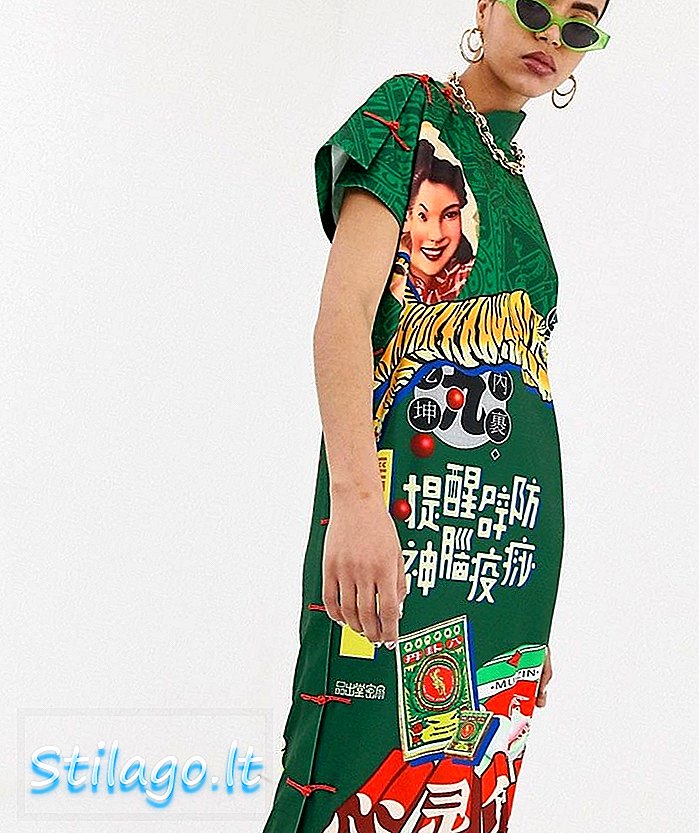 Mukzin midi-jurk met tijgerprint-Groen