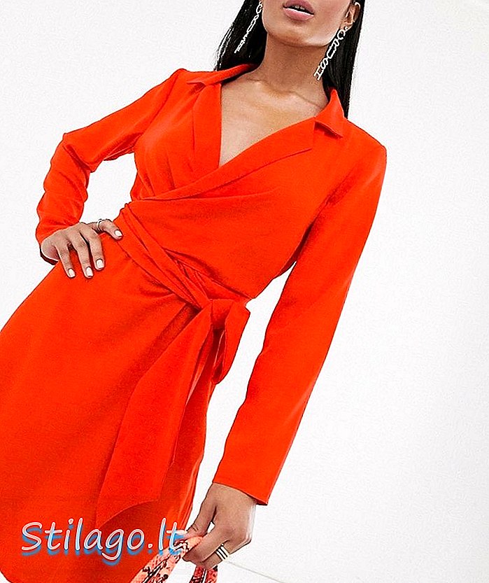 ASOS THIẾT KẾ chi tiết cổ áo buộc quanh váy mini-Orange