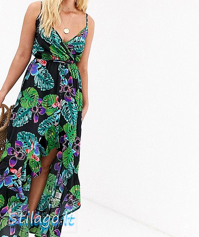 Influence robe maxi haute et basse à imprimé floral tropical-Multi