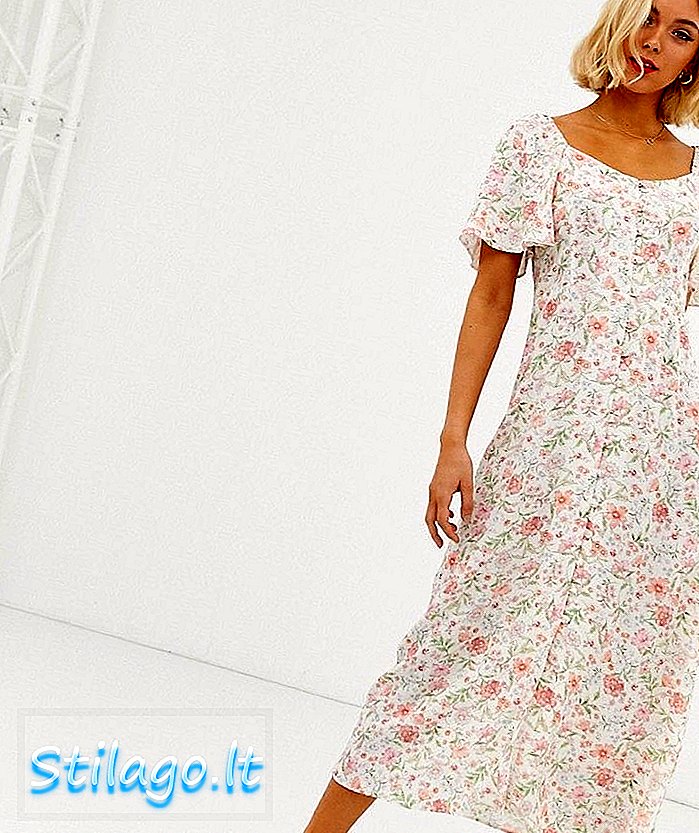 Бутон New Look чрез рокля midi preirie в бял флорален принт