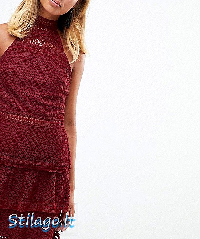 Girl In Mind lace babado mini vestido-vermelho