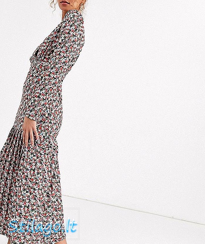 एएसओएस डिझाईन फुलांचा प्रिंट लाँग स्लीव्ह मॅक्सी टी ड्रेस-मल्टी