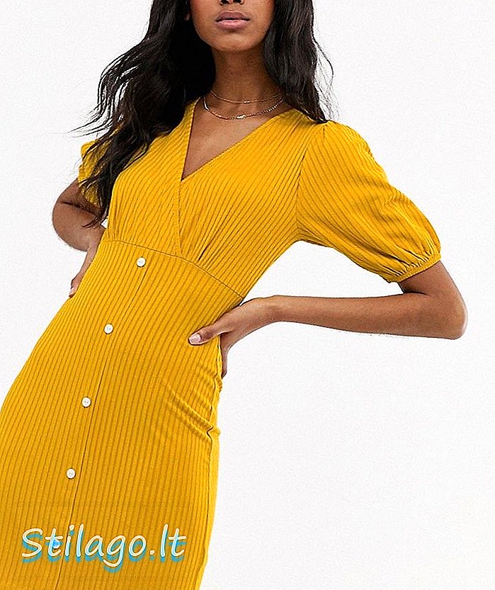 ASOS DESIGN שמלת מיני צלעות - צהוב