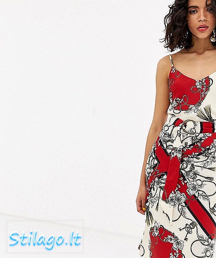 River Island cami-jurk met sjaalprint-rood