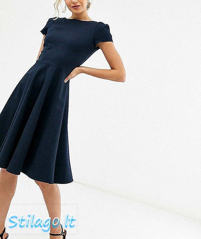 नेव्हीमध्ये क्लोसेट लंडन कॅप स्लीव्ह मिनी स्केटर ड्रेस