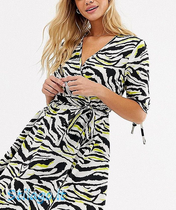 Influență rochie mini înveliș în zebra print-Multi