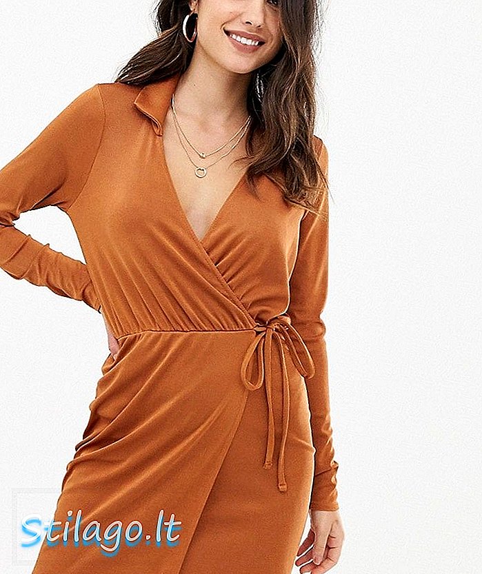 Платье-мини с обтягивающей пленкой ASOS DESIGN - коричневый