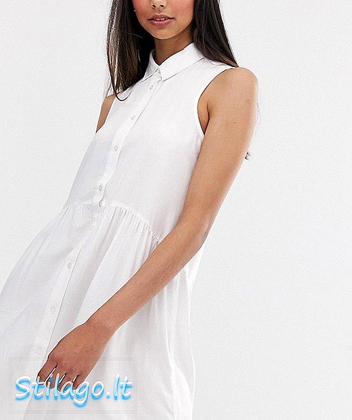 שמלת חולצה ללא שרוולים של סטרדיבריוס בצבע לבן