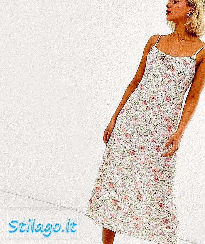New Look okupite prednju strappy haljinu midi u bijelom cvjetnom tisku