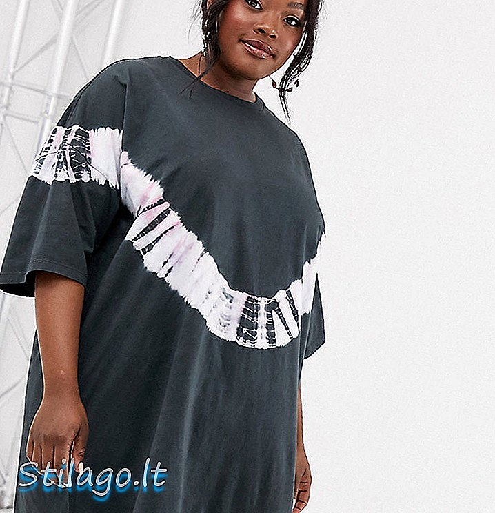 ASOS DESIGN Curve Tie Dye Oversize T-Shirt Kleid-Multi