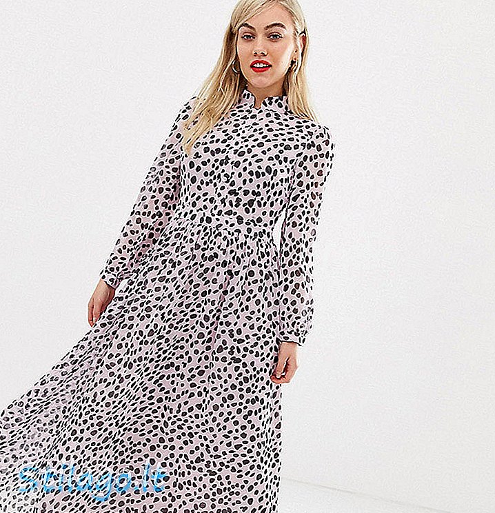 Váy maxi Petite quyến rũ với cổ cao in họa tiết dalmatian