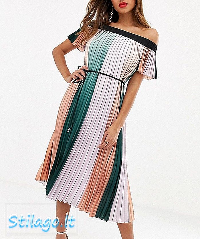 Gaun maxi Ted Baker Fernee di colourblock pleat-Multi