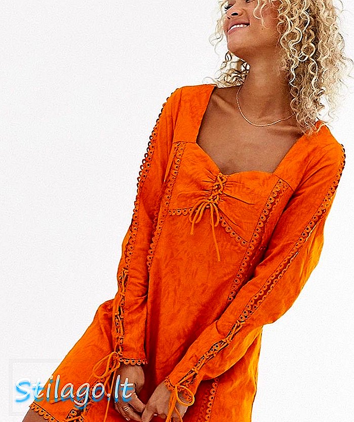 Stevie May Amber a îmbrăcat rochia cu mâneci lungi-Orange