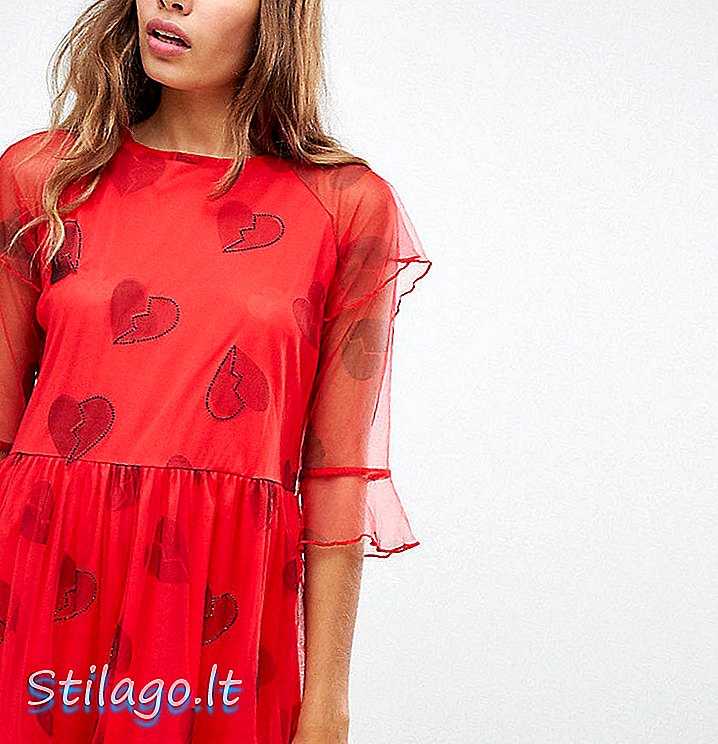 Cli Cli By Clio Peppiatt mrežasta haljina sa rhinestones-crvenim