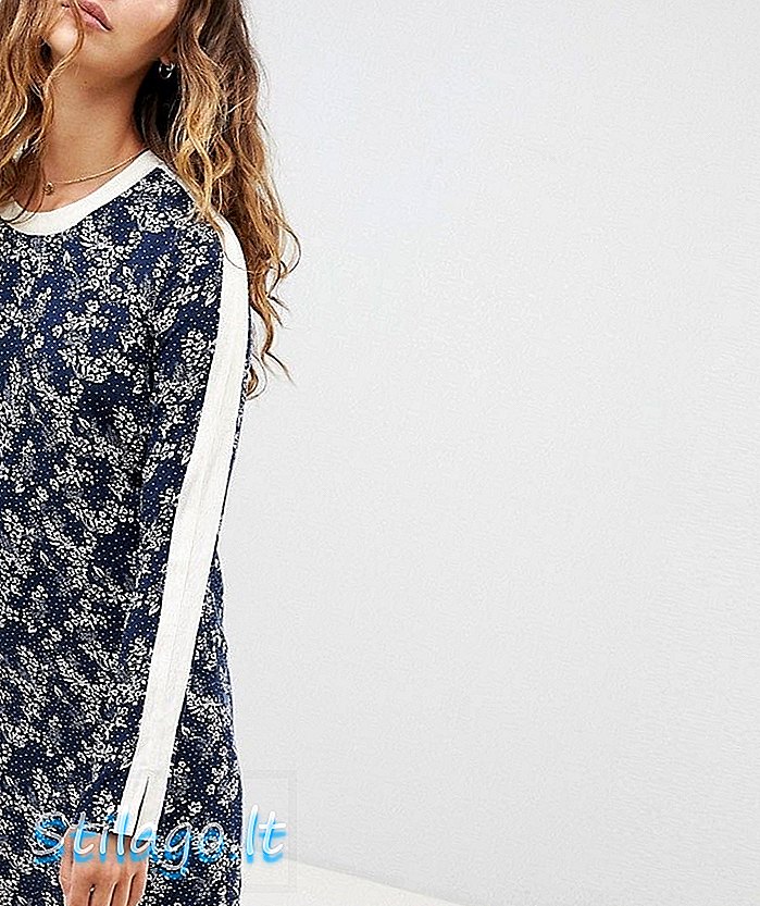 Pepe Jeans Stefi Ditsy Floral Print Shift Dress-Navy