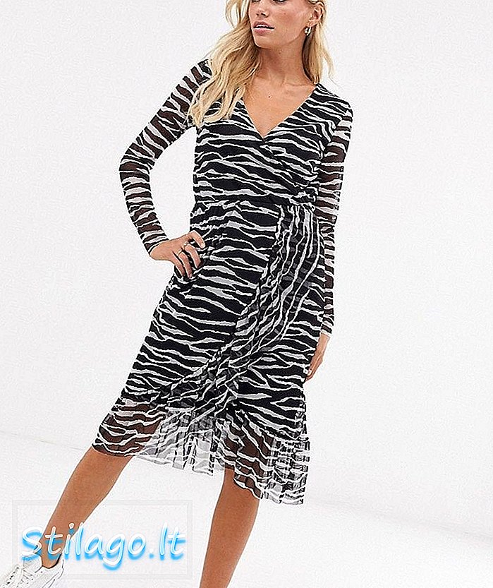 b.Young zebra print wrap dress-Multi