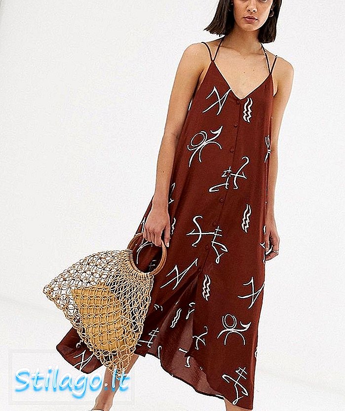 Midi-Cami-Kleid mit Wochentagsschilddruck in Rost-Multi
