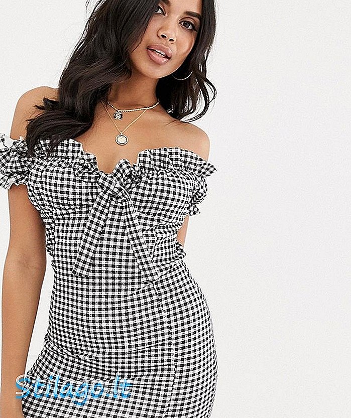 Missguided milkmaid mini dress in gingham check-Multi