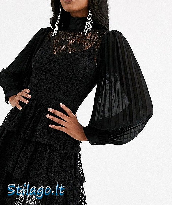Dámske mini šaty Shift Forever s vysokým krkom v čiernej farbe