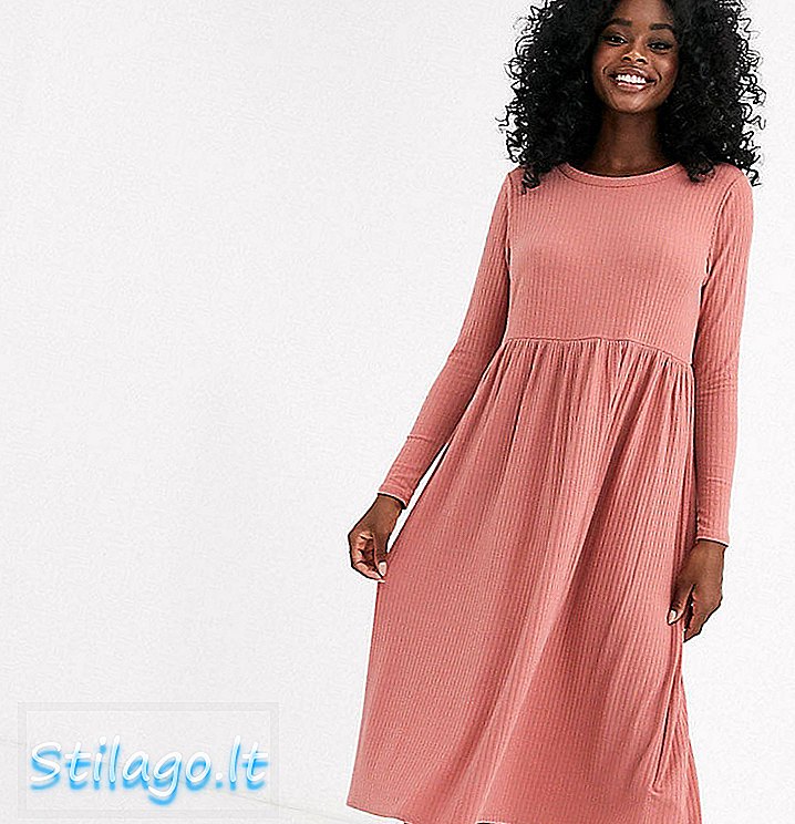 Vestit de samarreta midi amb costelles New Look en nude-tan