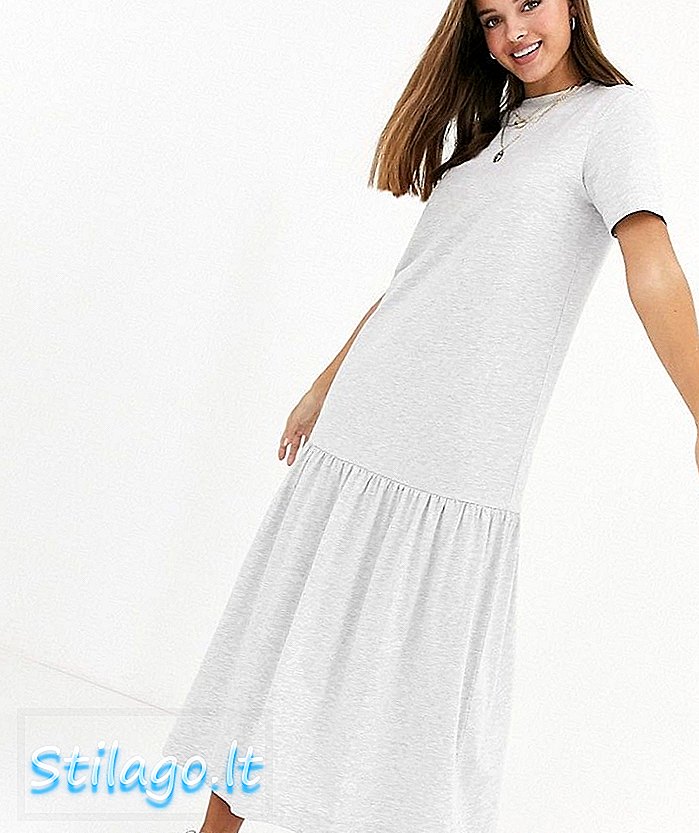 ASOS DESIGN μπλουζάκι maxi φόρεμα με στρίφωμα-γκρι