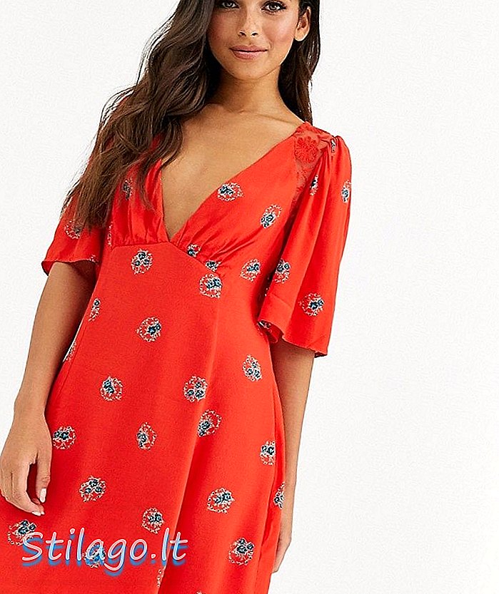 Free People Mockingbird платье с цветочным принтом - красный