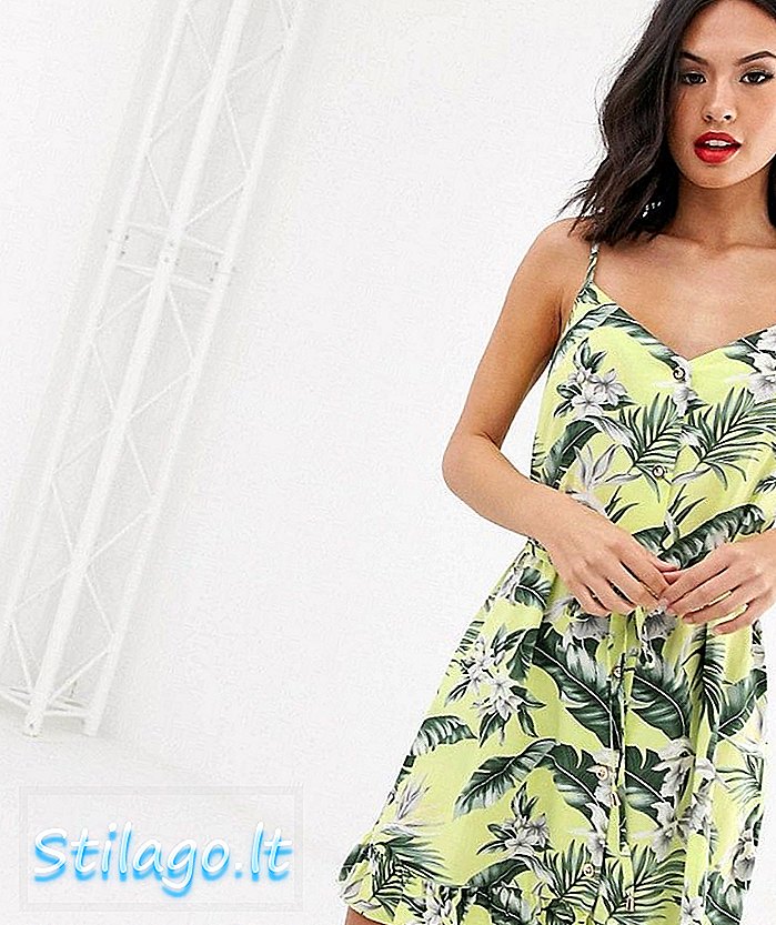 Oasis cami sundress in palm-print verde