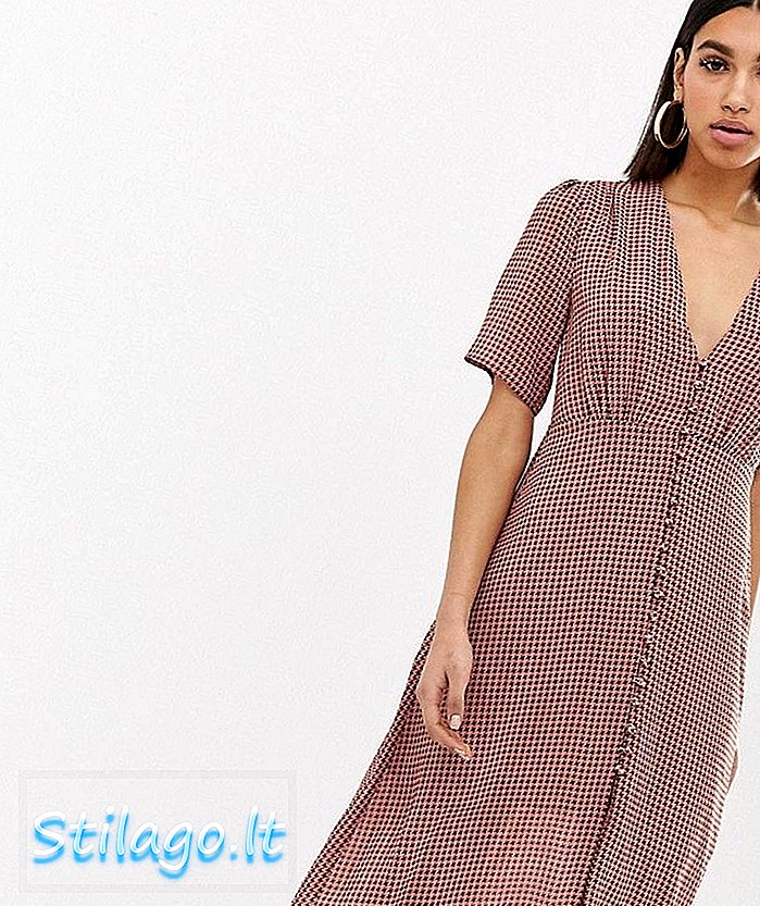 Missguided - Robe midi boutonnée en mousseline à carreaux - Multi