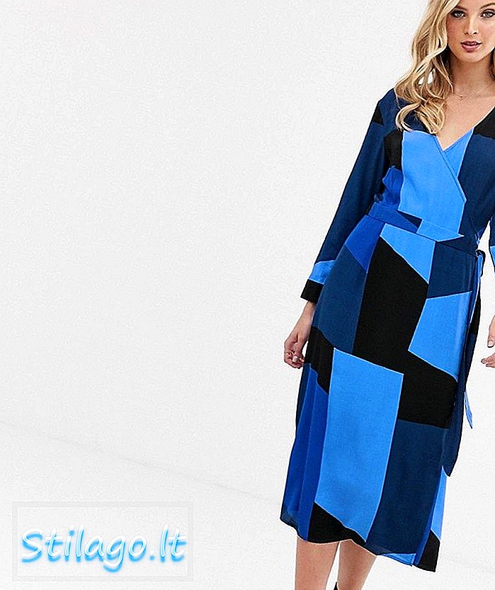 Vero Moda Baskılı Wrap Elbise-Mavi