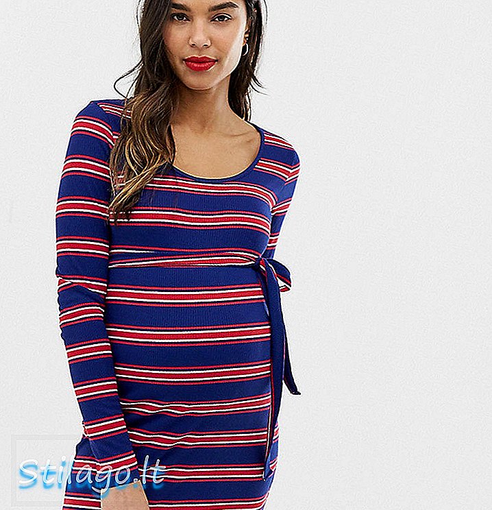 Rochie din tricou cu dungi din maternitate mamalicioasă - Albastru