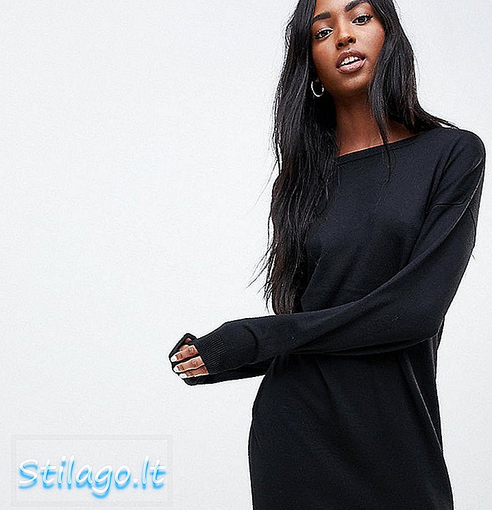 ASOS DESIGN Φόρεμα ψηλό πουλόβερ με σέσουλα πίσω σε οικολογικά νήματα-Μαύρο