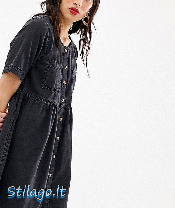 Черное джинсовое платье-халат ASOS DESIGN