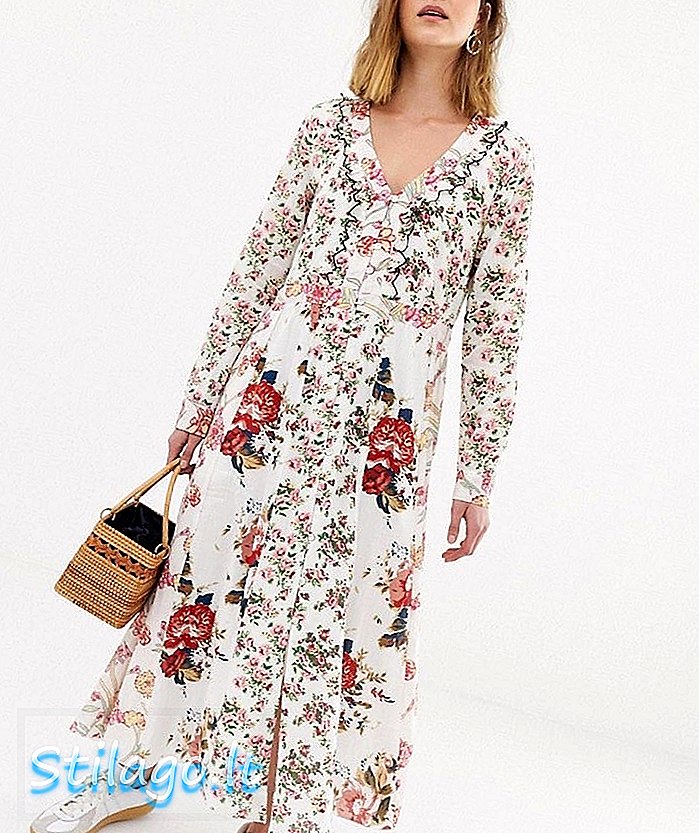 Sukienka midi w stylu vintage z mieszanymi nadrukami Leon & Harper-Multi