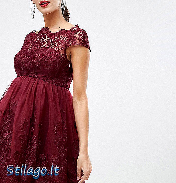 Chi Chi London Maternidade detalhe de renda vestido midi-Vermelho