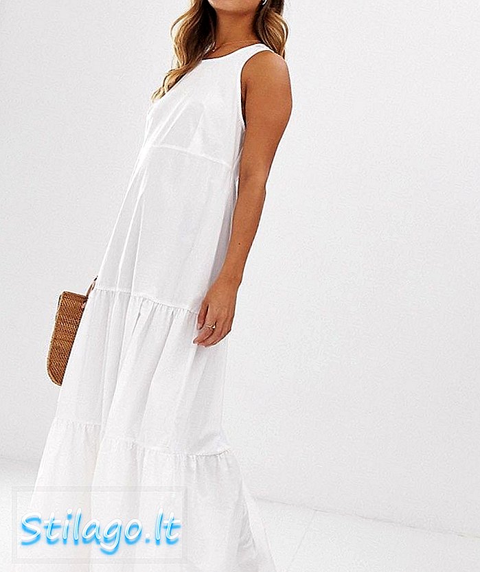 Сукня макси-плаття з задньою смокірованою спинкою-максі-білим ASOS DESIGN