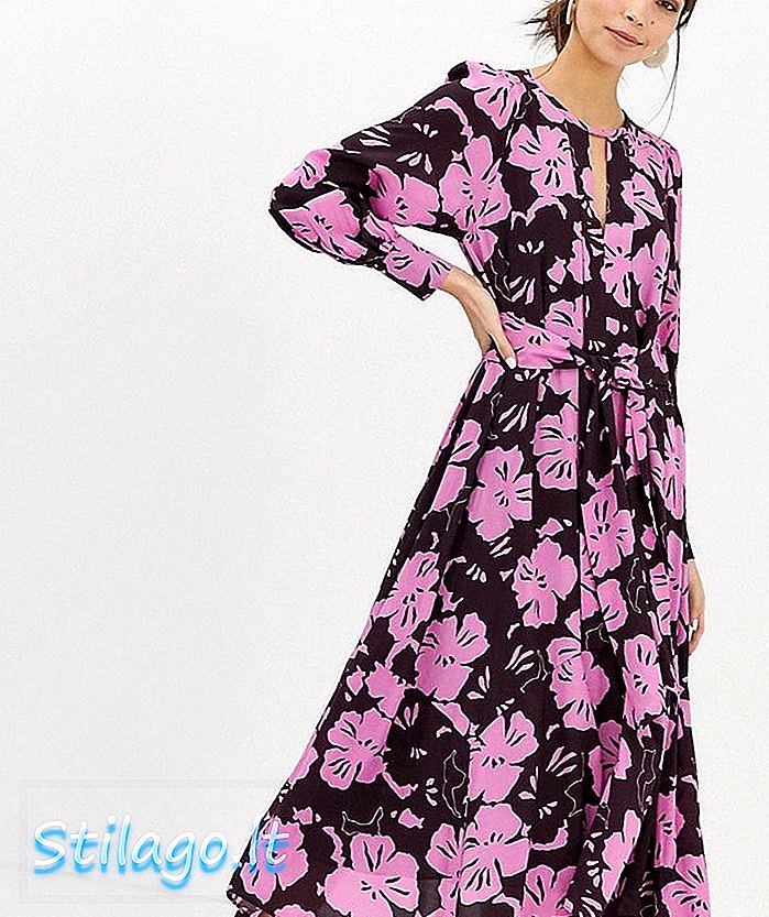 Whistles Limited Ari midi kjole i hibiscus print-Multi