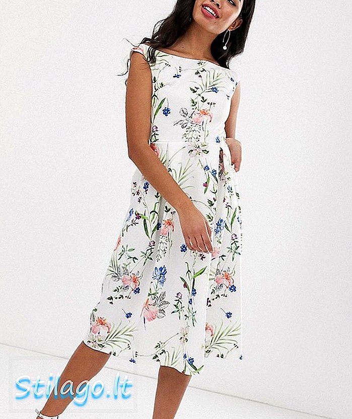 Ekte Violet floral off shoulder skater dress-Multi