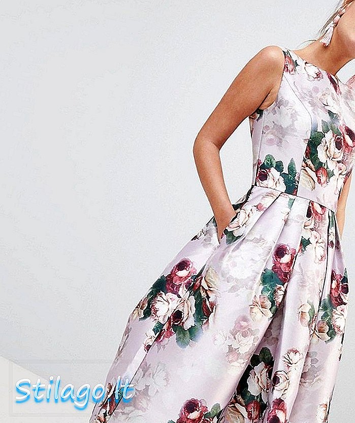 Chi Chi London Midi Dress σε Floral εκτύπωση-Ροζ