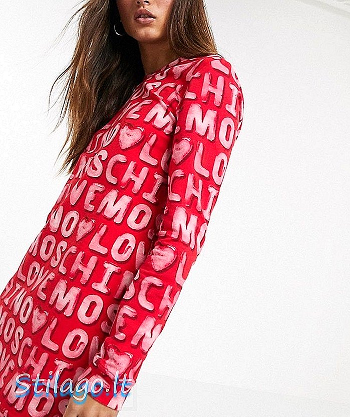Obleka z logotipom znamke Moschino allover logo-rdeča