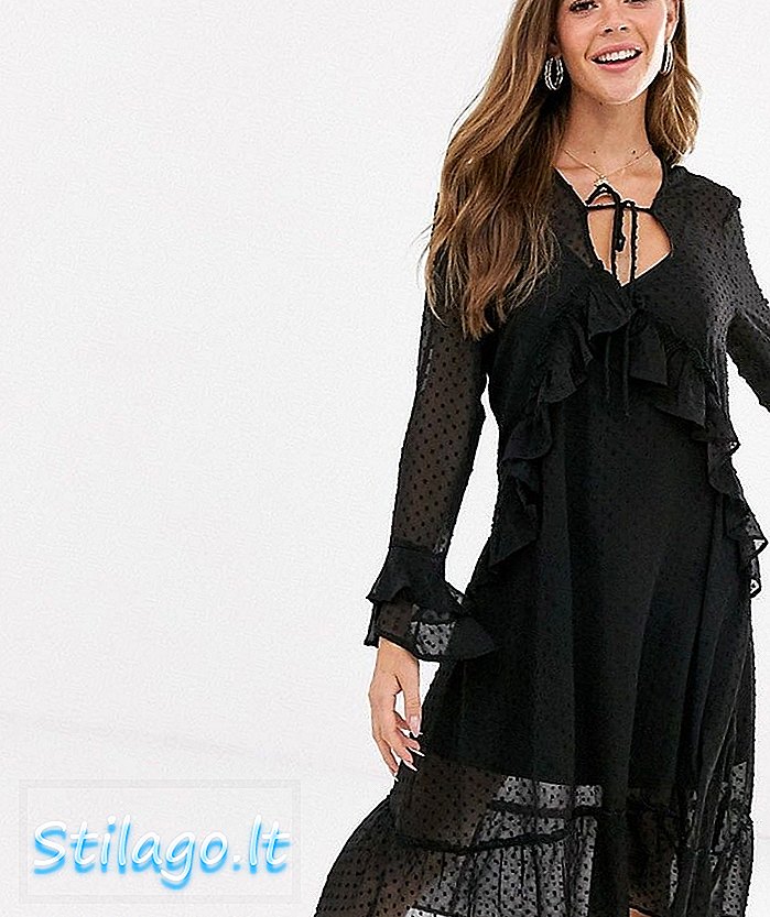שמלת midi-smock של הוק הקדושה בהוק בשחור