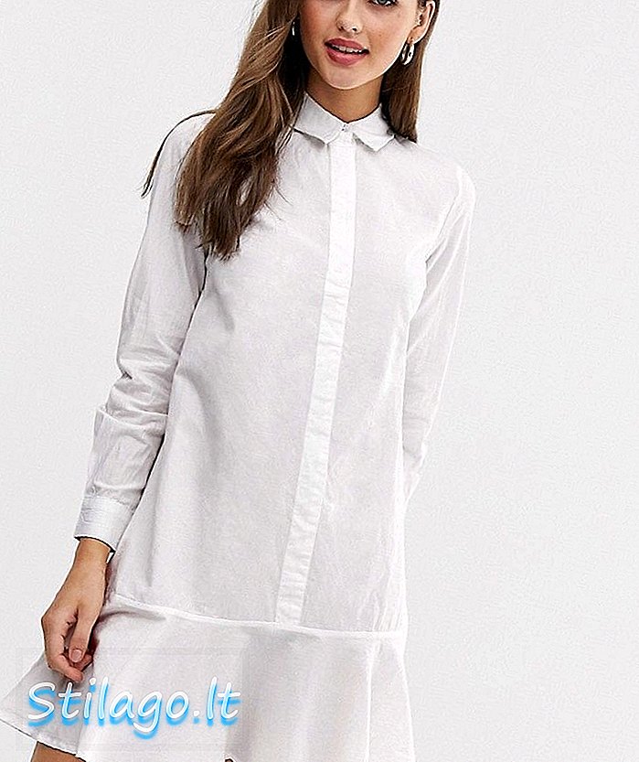 ASOS DESIGN - Vestito mini camicia peplo bianco