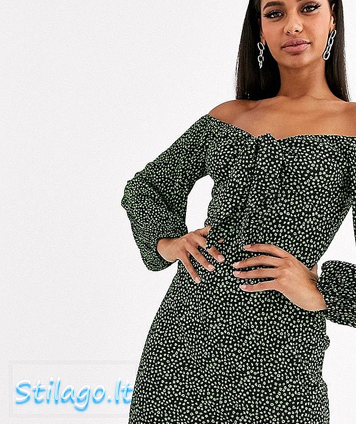 ASOS DESIGN mini ditsy plisse haljina s čvorovima sprijeda-Multi