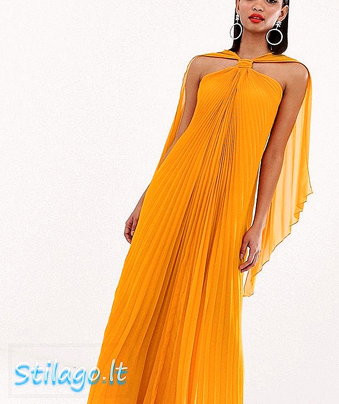 ASOS THIẾT KẾ váy maxi hình thang trong pleat-Orange