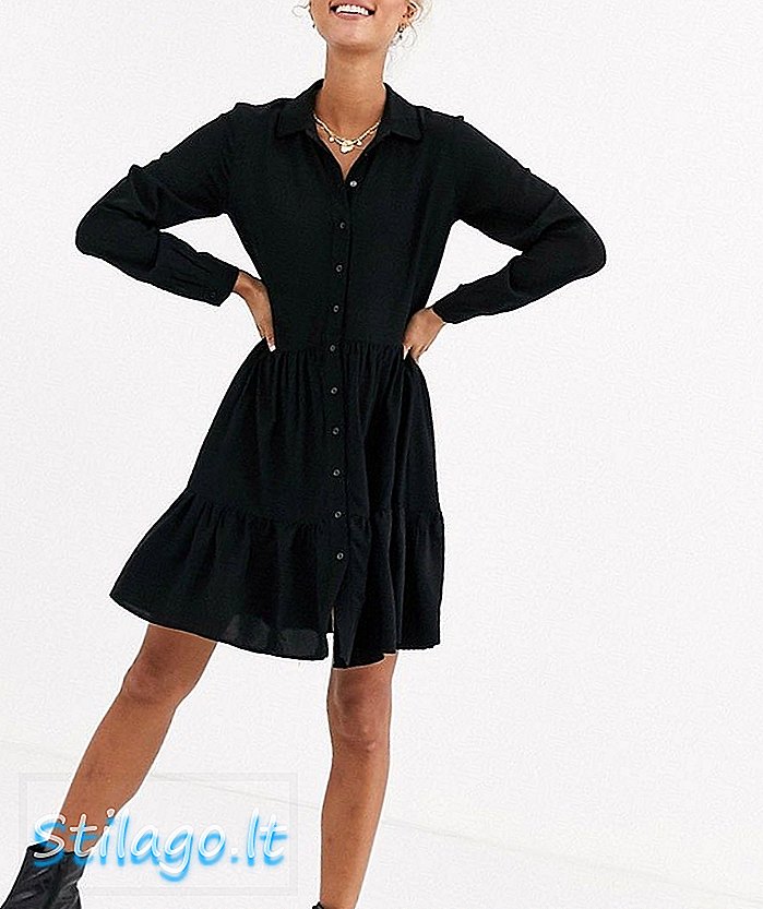 Новий вигляд плаття з сорочкою багатоярусного кольору в чорному кольорі