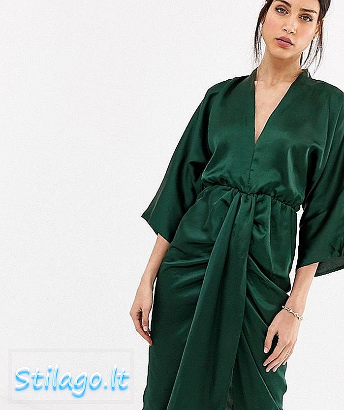 AX Paris атласное платье миди-зеленый