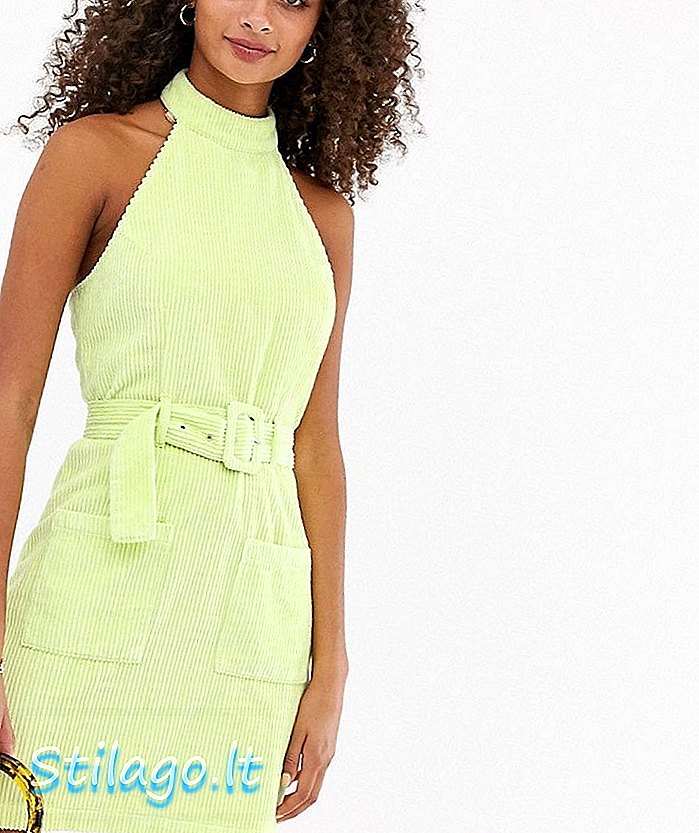 Міні-плаття з горловиною ASOS DESIGN в яблучному шнурі-зелений