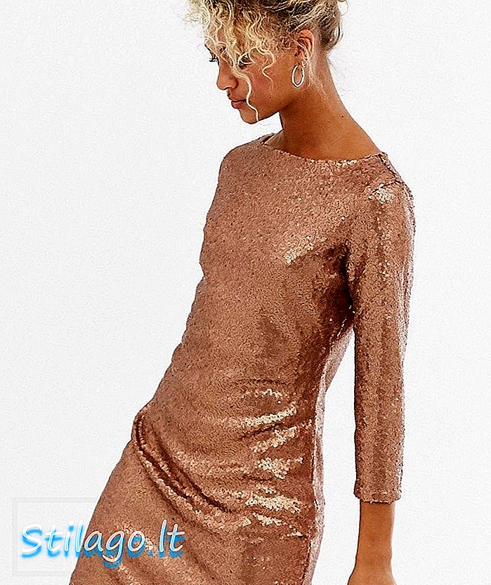 Glamourøs sequin bodycon kjole i bronze-kobber