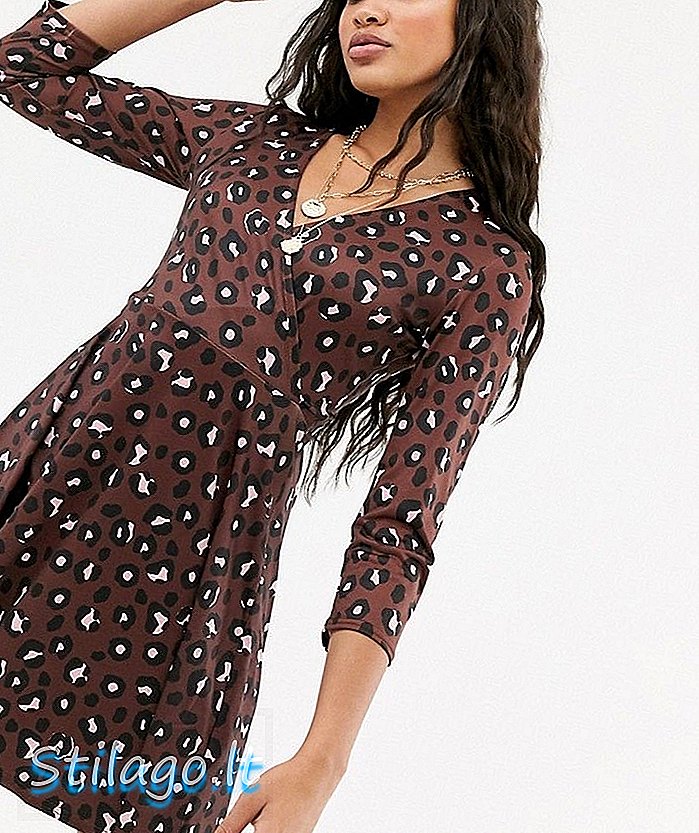 Lipsy Leopard 프린트 랩 드레스-브라운