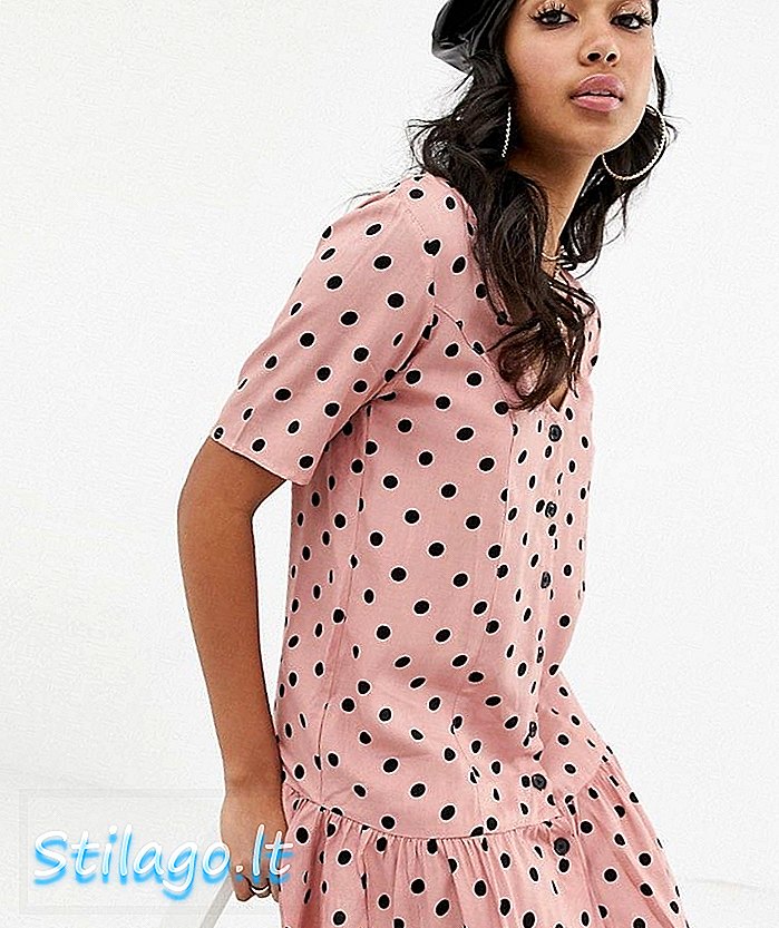 Motel mini-jurk met crop-zoom in polka-beige